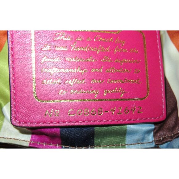 Coach 2008 Legacy Cursive Creed Limited Edition Canvas Leather Pink Stripe Demi - Picture 7 of 13